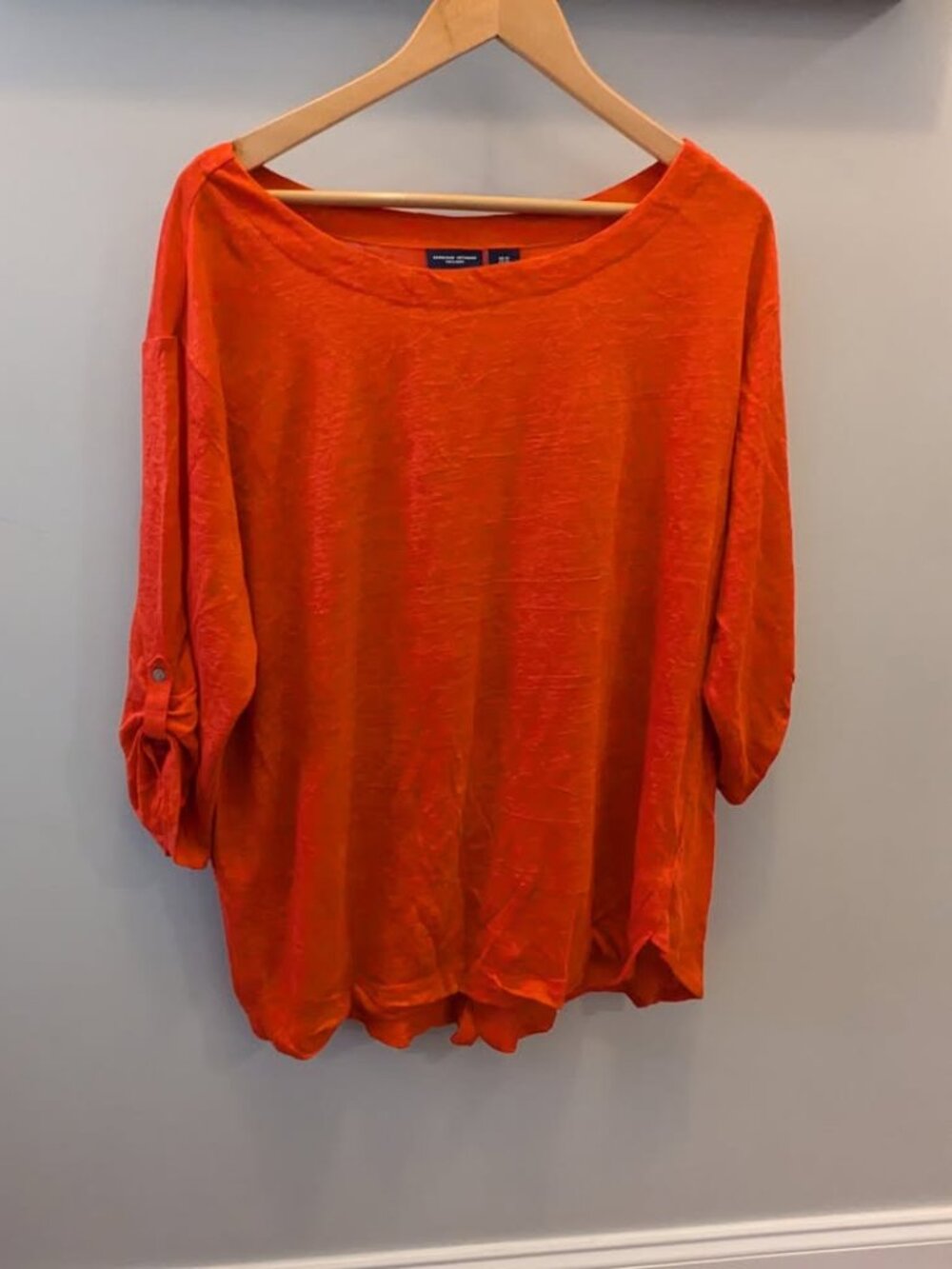 Adrienne Vittadini 100% linen knit casual top 1X red